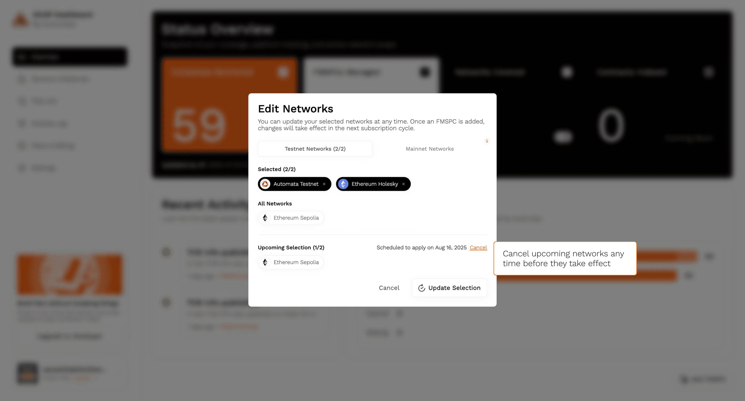 Upcoming selection preview