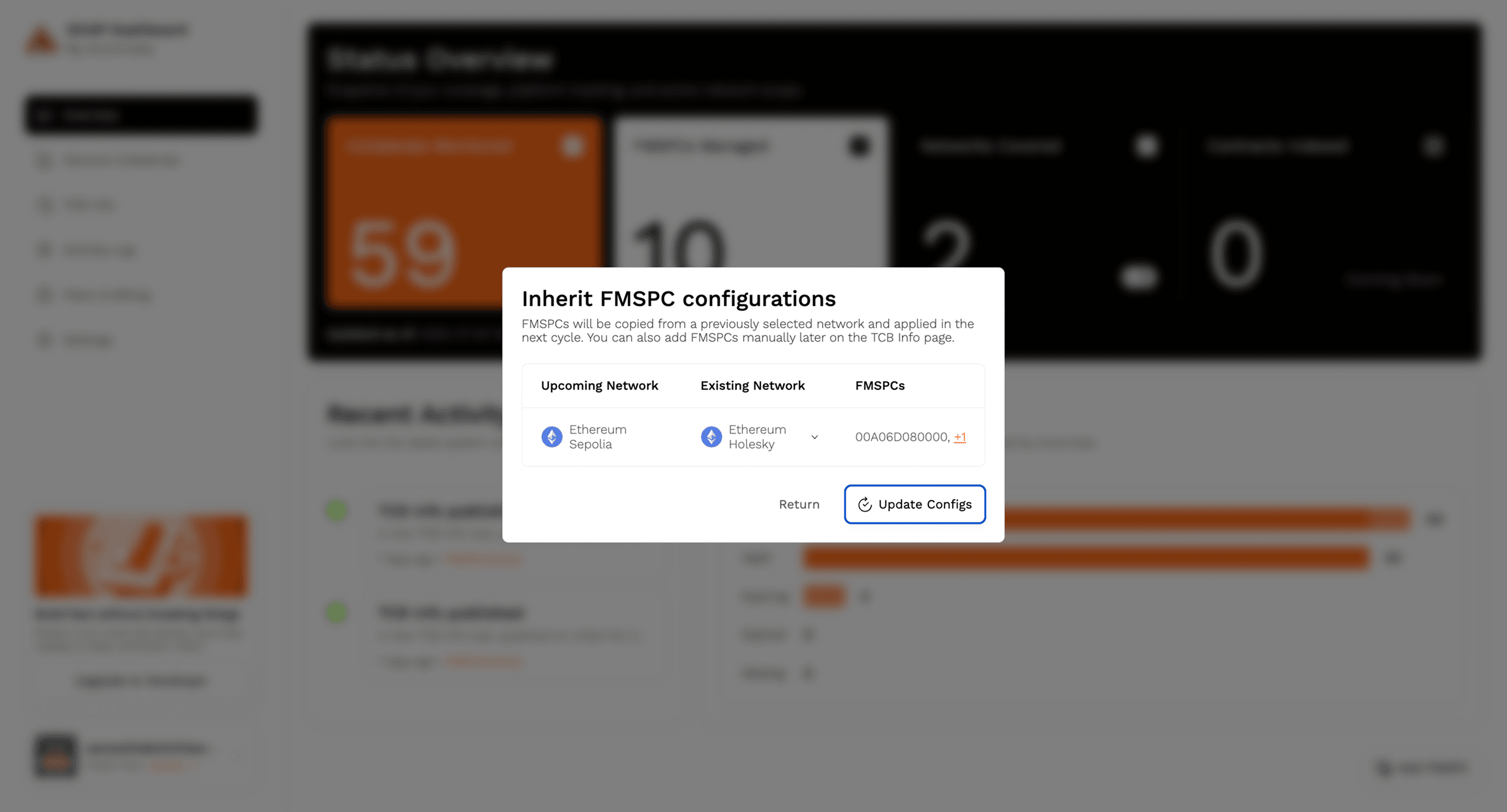 Update configs confirmation