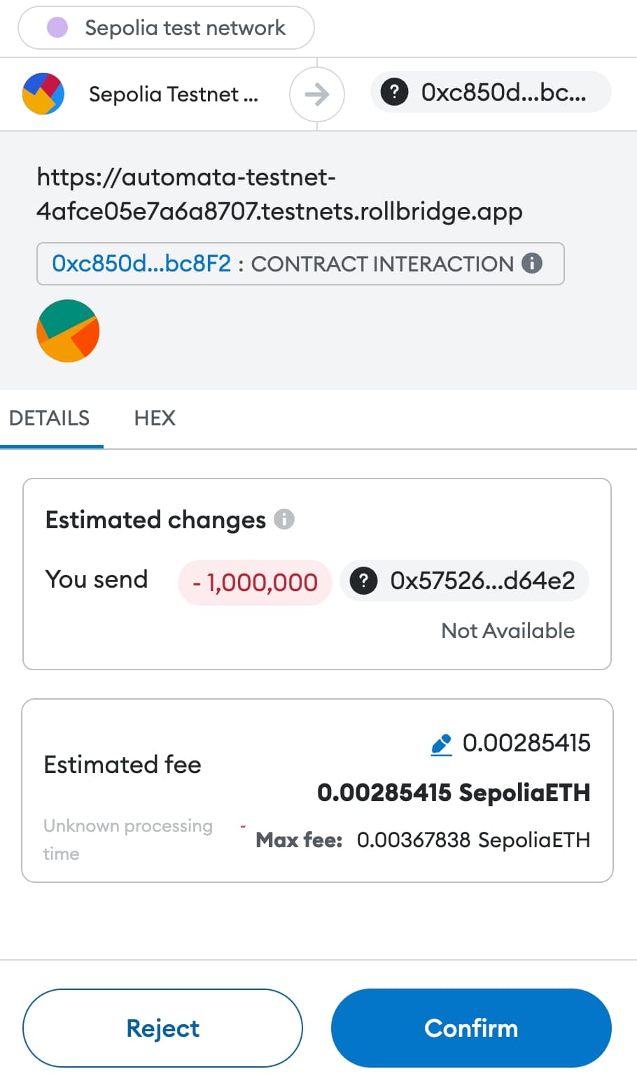Confirm deposit