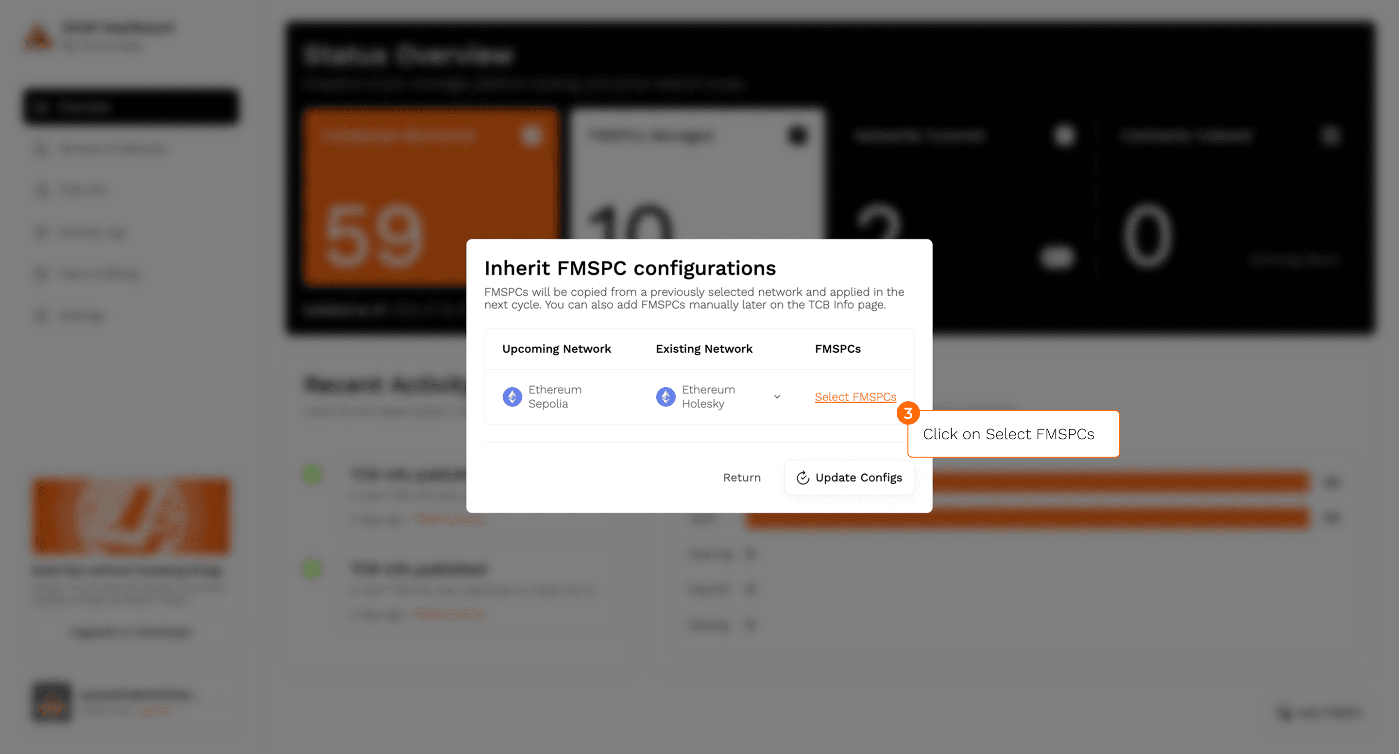 Select FMSPC screen