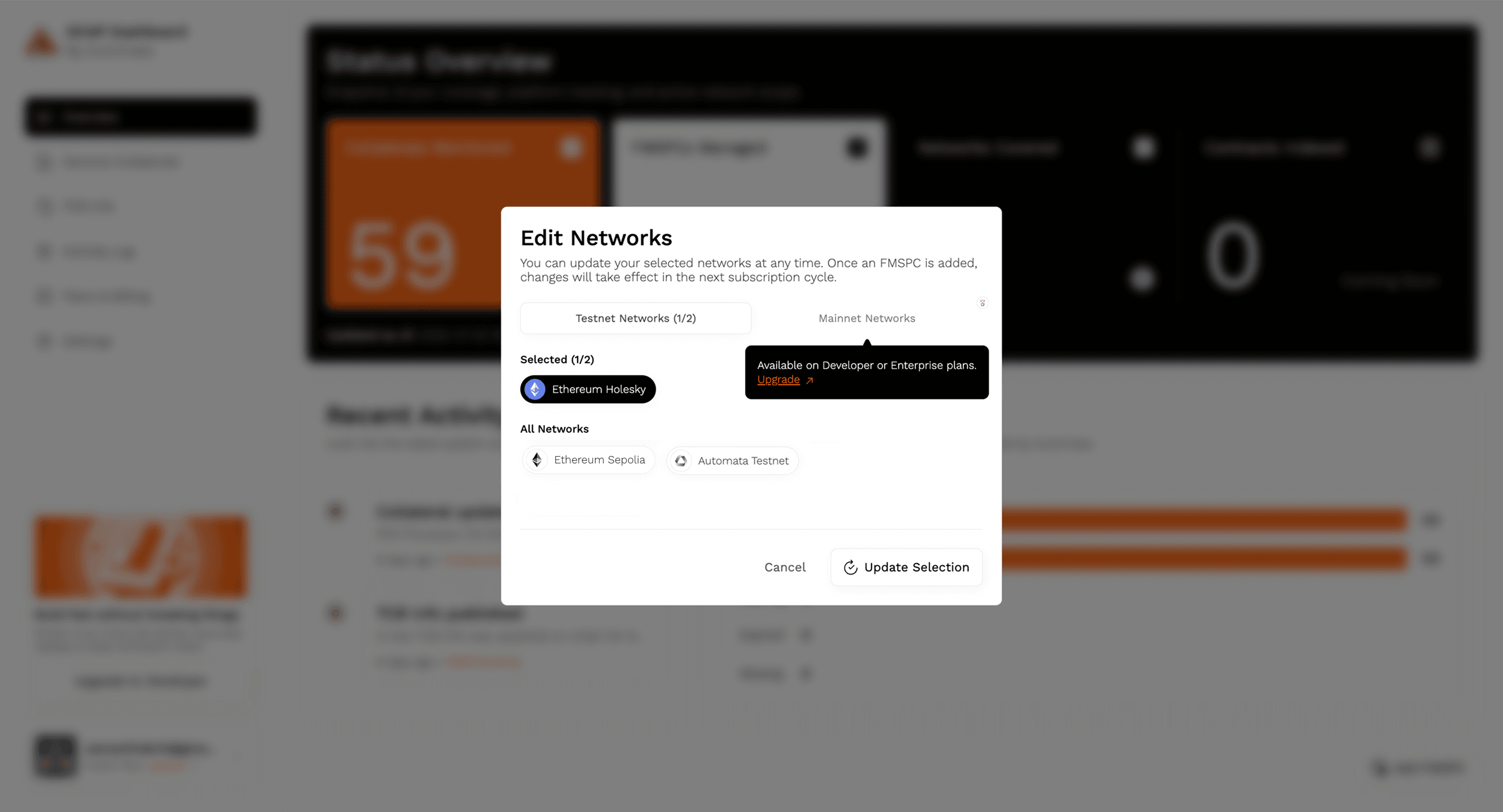 Edit networks modal